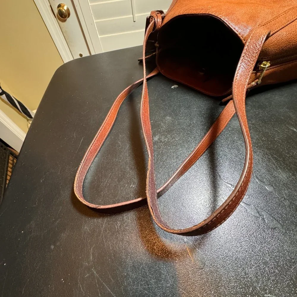 Fossil tan  gwen expandable leather tote bag